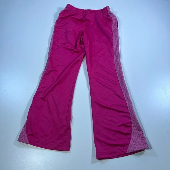 Nike Sweatpants Womens Small Pink Wide Leg Flare Satin Silky Shiny Swoosh Y2K - Picture 2 of 13
